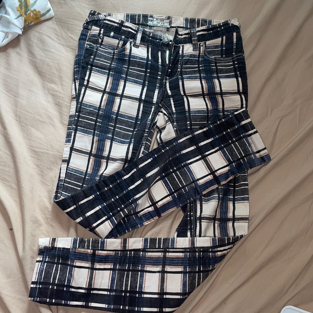 Free People Corduroy Plaid Pants